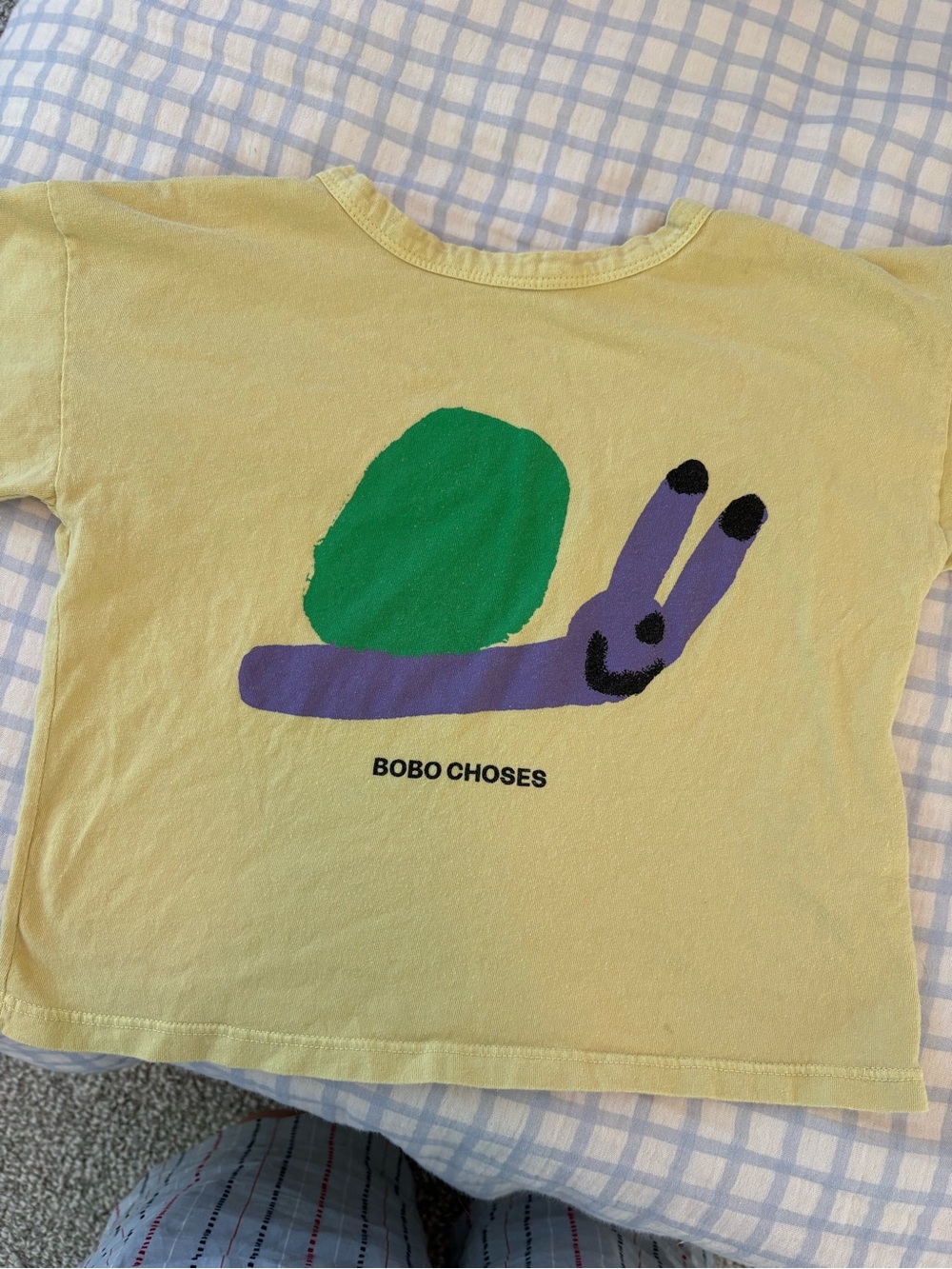 BOBO CHOSES Yellow Tee with Green Shell & Purple Snail Graphic